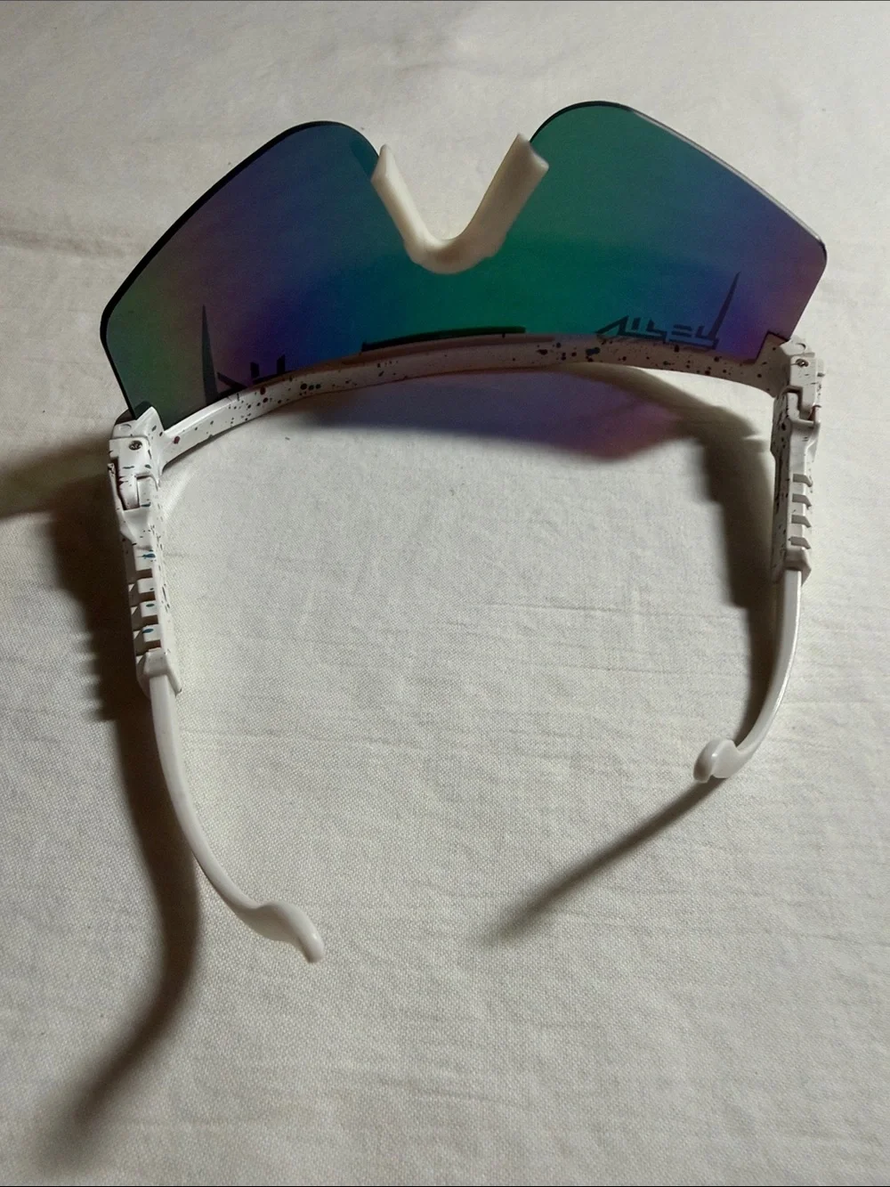 Viper White Speckle Mirrored Sports Visor Sunglasses